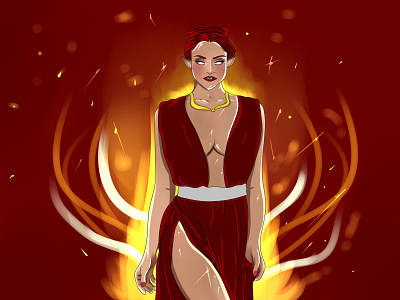 Red Goddess Digital Art Painting