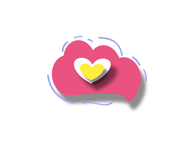 Valentine icon with pink clouds