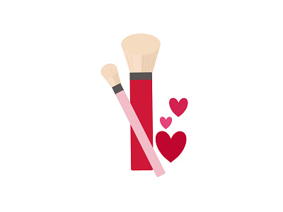 Makeup illustration with two brushes artwork brush brushes design digital illustration flatdesign heart icon illustration love makeup pink red romance sweet vector vector illustration vectors