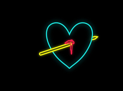 Valentine Neon Icon Love and Arrow art concept decoration diiy gift graphic greeting happy icon illustration letter neon neon icon red romance romantic sign symbol valentine vector