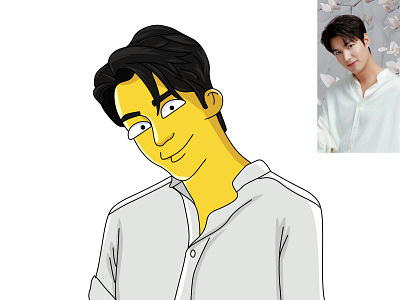 Simpsons Style with Lee Min-ho Actor actor artwork character characters clip studio paint digital painting digitalart half body human illustration korean korean actor lee min ho man yellow yellow character yellow simpson