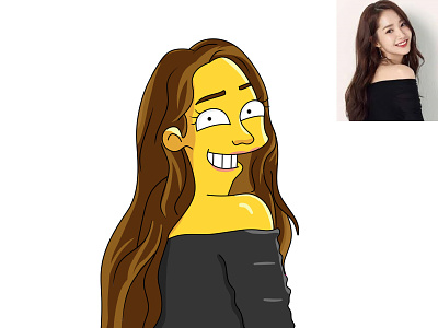 Simpsons Style with Park Min-young Actress actor actors artwork character clip studio paint digital painting digitalart girl half body human illustration korean korean actor korean actress park min young simpsons women yellow yellow character yellow simpsons