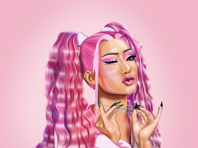 Nikita Dragun in Portrait Illustration artist artwork beauty beauty guru beauty vlogger clip studio paint csp digital artwork digital illustration illustration love artwork nikita dragun nikita nguyen people pink youtuber