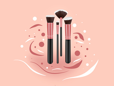 Brush Makeup Illustration brush brush makeup design digital drawing digital painting illustration makeup tools pink brush