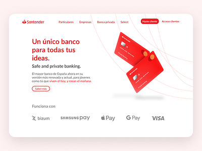 Santander Bank landing page redesign bank banking finances graphic design landing page page redisign santander ui web