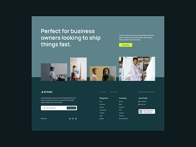 Achate - Webflow theme footer gallery grid landing page theme ui design ux design webflow