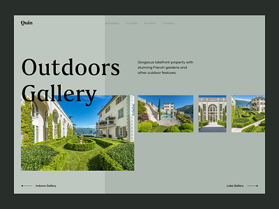 Outdoors Gallery description estate gallery horizontal scroll landing page layout luxury property real estate realestate slider ui design ux design villa web app web application