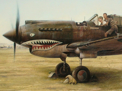 Shark Sighting- Flying Tigers in WWII air force aircraft airplane aviation flying tigers military aviation p 40 painting warplane warplanes world war 2 world war ii