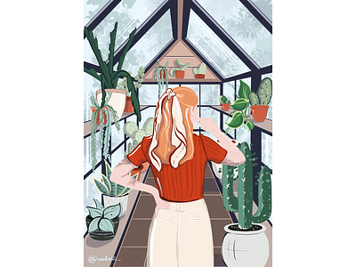 Plant house cactus flat illustration procreate