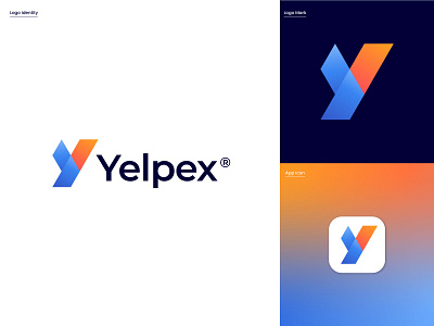 Yelpex Logo Design abstract logo alphabet logo design app brand identity branding colorful gradient graphic design logo logo design logo designer logo mark modern modern design modern logo modern logo design professional logo