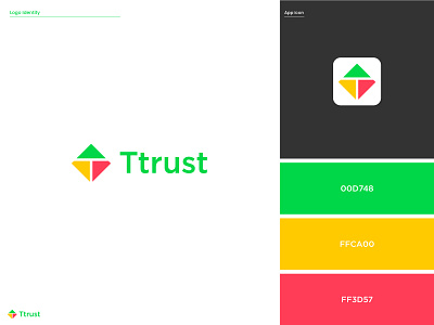 Ttrust Logo - Logo Design - Banking Logo app brand identity branding creative creative logo graphic design kite logo logo design logo designer logo mark modern t logo