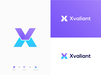 X+V Lattermark Logo - X+V Modern Logo app icon brand identity branding colorful logo coloring flat logo graphic design letter logo logo minimalist logo modern logo tech logo technology ui ux visual identity web x logo