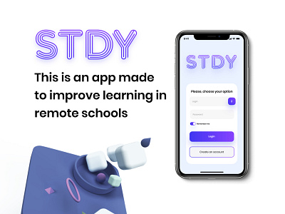 STDY for learning 3d application beautiful distance elegant figma flat graphic design illustration mobile photoshop school simple type typography ui ux