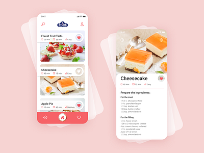 Stork mobile app - baking app redesign v.3 app baking colorful cook design figma food pink recipe redesign ui ux user user experience user interface userinterface