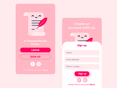 Simple Login and Sign up ui design app poetry product design ui ux ui