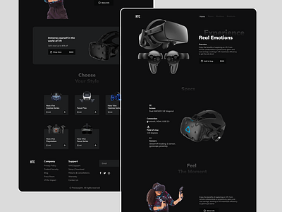 HTC Virtual Reality Headset Landing Page branding design product design prototype tech ui ui ux ux virtual reality vr