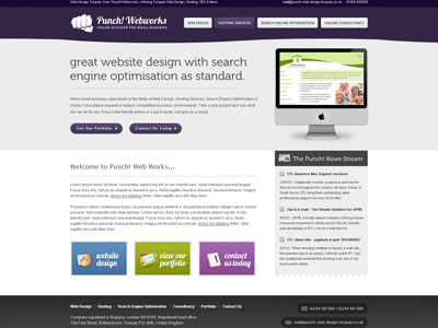 Web Design homepage purple web site