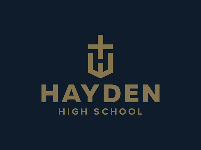 Hayden High School Logo blue branding catholic christ christian church cross gold h hayden high school icon kansas logo private school school topeka typography wildcats