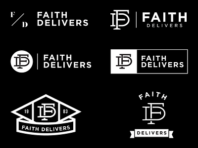Faith Delivers black and white branding clothing company logo