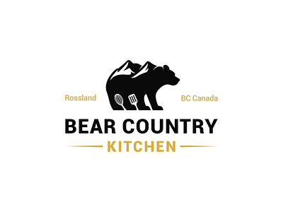 bear + cooking utensils + mountain animal logo bear logo beautiful logo classic logo design icon kitchen logo logo logo brand logo design logo design branding logo designer logos modern logo mountain logo simple design unique logo unique logo design