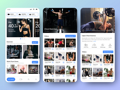 Fitness Application | Mobile | UI app exercise fitness gym homepage mobile phone screens uiux videos