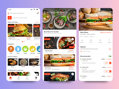 Food Delivery Application | UI application delivery designs food mobile phone restaurant screens uiux userinterface
