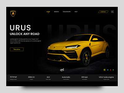 Lamborghini Urus - Landing Page | Web UI car design hero section lamborghini landing page uiux urus userinterface websites