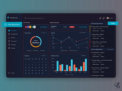 Doctor Dashboard checkup clinic dashboad data doctor doctor appointment documents graphic graphs health heathcare medical patients reports statistic stats ui uidesign ux uxdesign