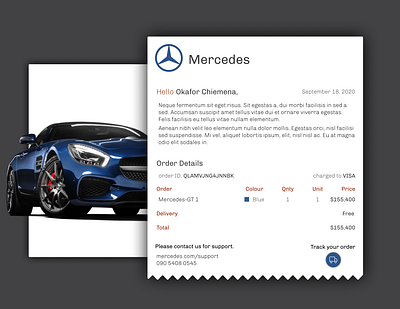 DailyUI 017 Email Receipt for Mercedes 017 app car daily 100 challenge dailyui dailyuichallenge design email logo receipt responsive ui webdesign