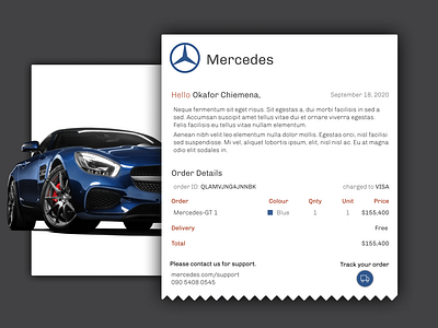 DailyUI 017 Email Receipt for Mercedes