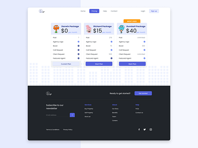 Pricing Plan card cards color design estate footer gumball houses landing landingpage plan pricing purple realestate ui web website