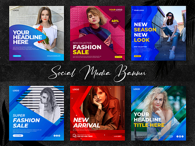 Fashion Sale Social Media Banner Template Set advertisement advertising banner fashion flyer marketing poster sale social social banner social media social media banner social media pack template template post