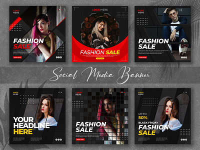 Fashion Sale Social Media Banner Template Set advertisement advertising banner fashion marketing sale sale banner social social banner social media social media banner social media pack template template post