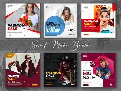 Fashion Sale Social Media Banner Template Set advertisement advertising banner fashion marketing sale sale banner social social banner social media social media banner social media pack template template post