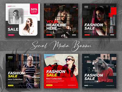 Fashion Sale Social Media Banner Template Set advertisement advertising banner fashion marketing sale sale banner social social banner social media social media banner social media pack template template post