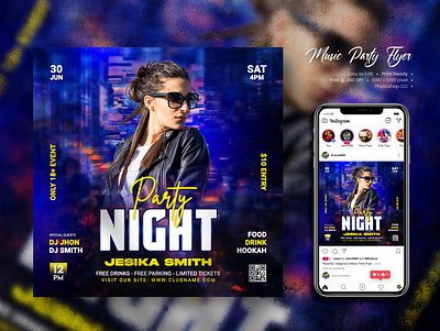 Night club dj party flyer club flyer