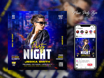 Night club dj party flyer