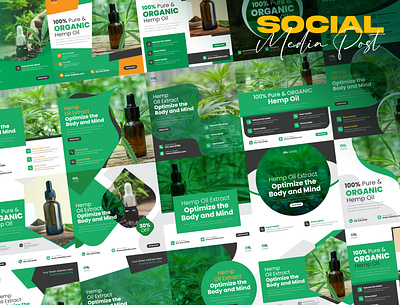 Cbd hemp oil social media post advertisement advertising cbd oil design social banner social media social media banner social media pack template
