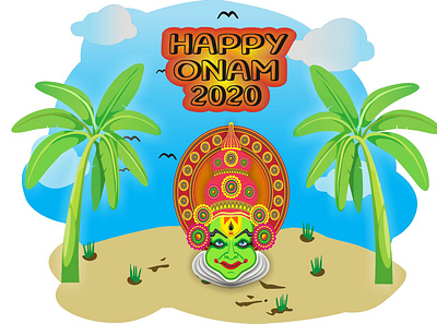 Happy onam 2020 design illustration