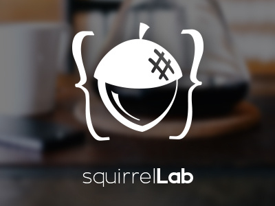 SquirrelLab Logo acorn design logo