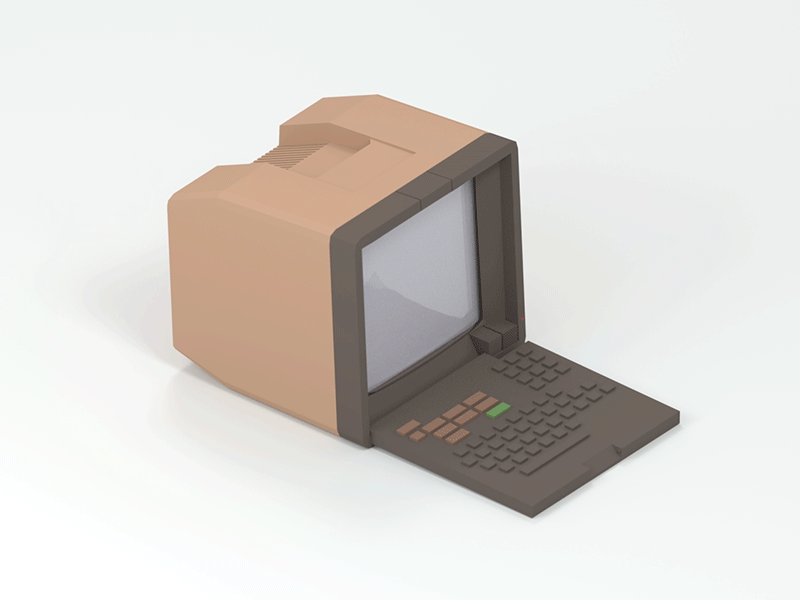 Minitel computer motion 3d animated blender isometric object render vintage