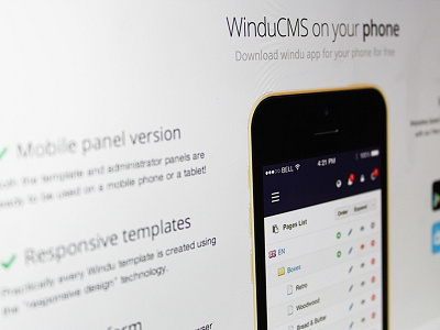 Windu CMS - mobile panel ui ux web webdesign