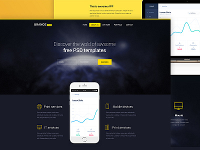 Uranos free PSD template design ui ux web webdesign