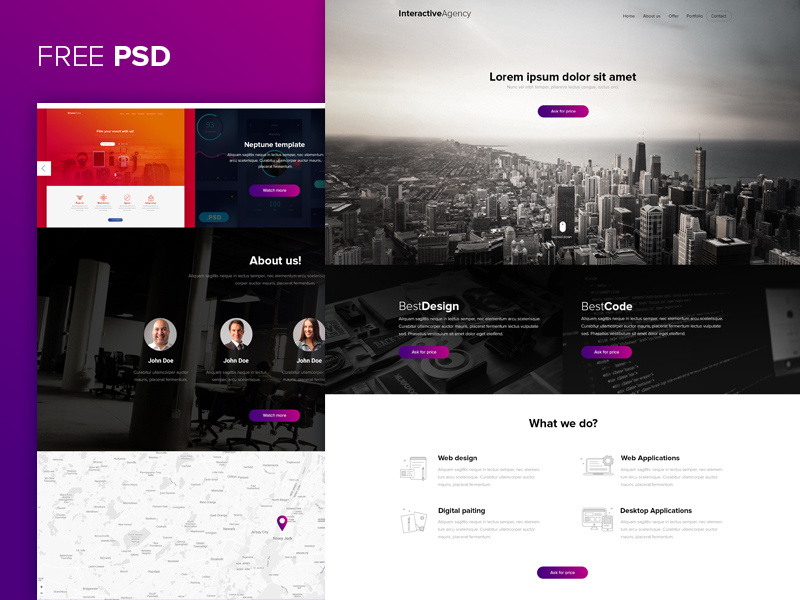 Interactive agency PSD template download psd free symu webdesign design web ux ui