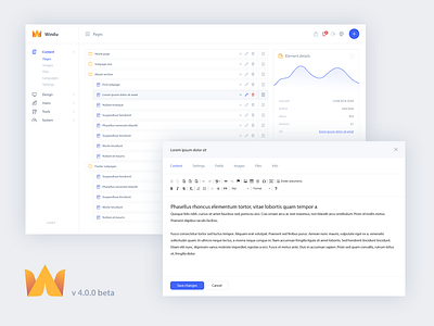 Windu CMS 4.0.0 beta! admin dashboard design panel ui ux we webdesign