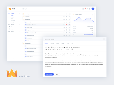 Windu CMS 4.0.0 beta! admin dashboard design panel ui ux we webdesign