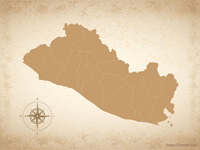 El Salvador map countries illustration map old vintage