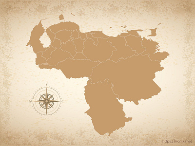 Venezuela map countries illustration map old vintage