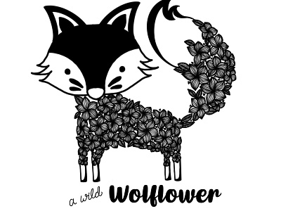 Woodland wolf animal illustration design digitalart flower illustration graphics hibiscus icon illustration poster art poster design typography woodland