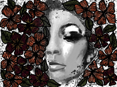 Gigi Hadid and the flowers art design digital art digital painting fashion app fashion illustration gigi hadid graphic design illustraion procreate